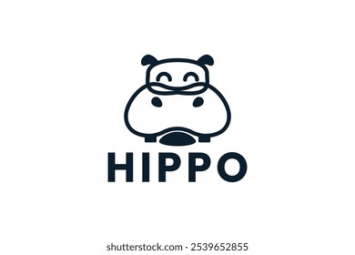 ilustração da silhueta do vetor do projeto do logotipo do hipopótamo