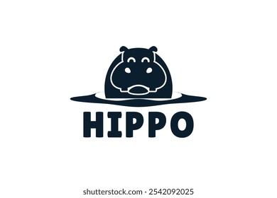 ilustração da silhueta do vetor do projeto do logotipo do hipopótamo