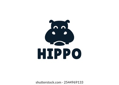 ilustração da silhueta do vetor do projeto do logotipo do hipopótamo