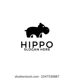 ilustração do ícone do vetor do logotipo do hipopótamo, modelo moderno do projeto do logotipo do animal do hipopótamo