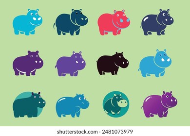 Hippo logo vector illustration icons