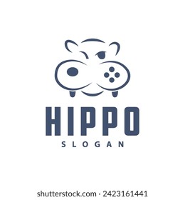 Hippo logo vector simple silhouette zoo animal design brand template illustration