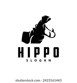 Hippo logo vector simple silhouette zoo animal design brand template illustration