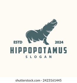Hippo logo vector simple silhouette zoo animal design brand template illustration