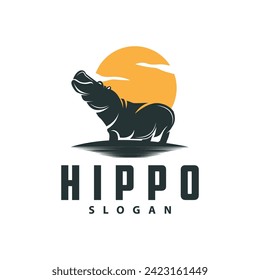 Hippo logo vector simple silhouette zoo animal design brand template illustration