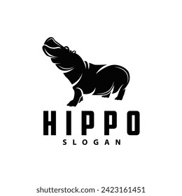 Hippo logo vector simple silhouette zoo animal design brand template illustration