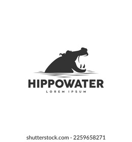 hippo logo in water opening mouth