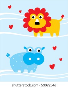 hippo love lion