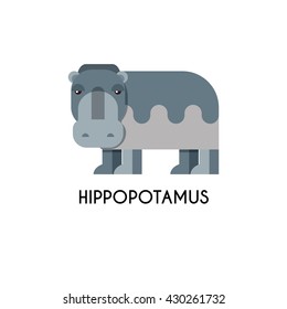 Hippo made in unique geometrical flat style. Flat design template animal logo. Isolated icons for your design.