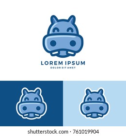 hippo mascot cartoon character logo vector download
