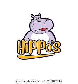 Hippo mascot character design simple and modern look