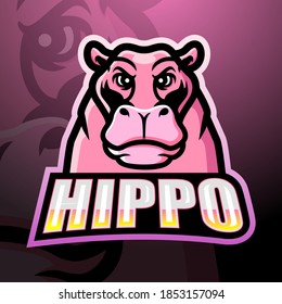 Hippo mascot esport logo design