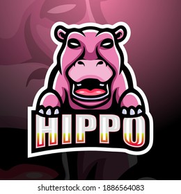 Hippo mascot esport logo design	