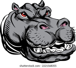 Hippo Mascot Head Vektor Illustration
