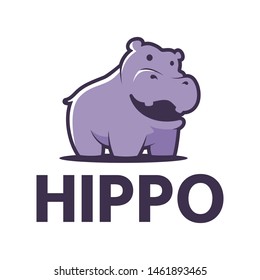 hippo mascot illustration cute character cartoon logo vector icon