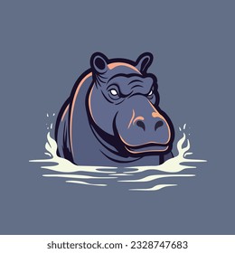 Hippo mascot logo design with a vector illustration of a hippopotamus head.