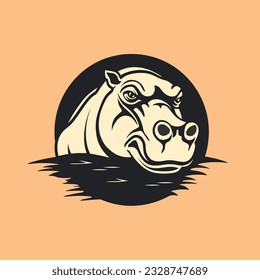 Hippo mascot logo design with a vector illustration of a hippopotamus head.