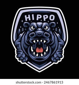 Hippo Mascot logo template for esport and sport team vector Art by Artbot Studio