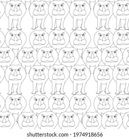 Hippo monochrome seamless pattern art design elements stock vector illustration for web, for print, for fabric print, for coloring page