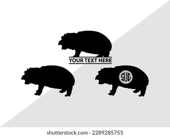 Hippo Monogram Vector Illustration Silhouette