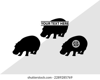 Hippo Monogram Vector Illustration Silhouette