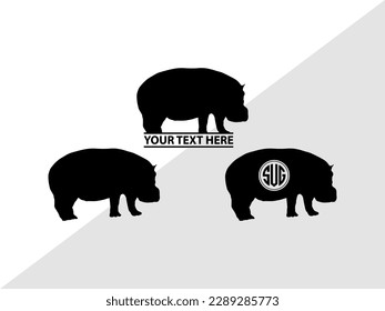 Hippo Monogram Vector Illustration Silhouette