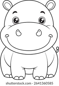 Hippo outline coloring page for kids zoo themed activities and coloring books