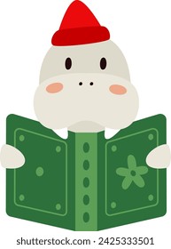 Ilustración vectorial de libro de lectura Hippo