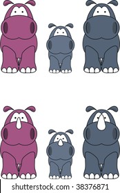 hippo and rhino family in vector format