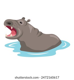 hippo in the river isolated