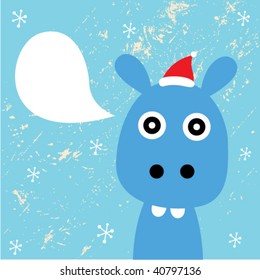 hippo santa claus christmas greeting