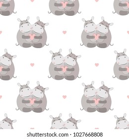 Hippo Seamless Vector Pattern.Vector background