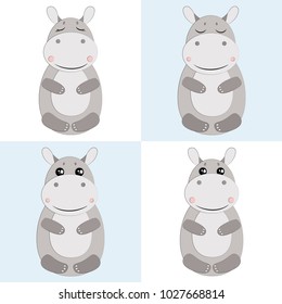Hippo Seamless Vector Pattern.Vector background