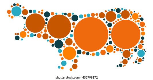 hippo shape vector design by color point