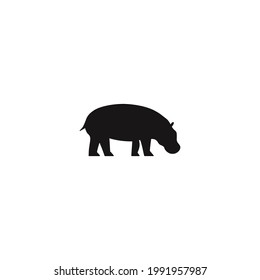 hippo silhouette icon vector on a white background.