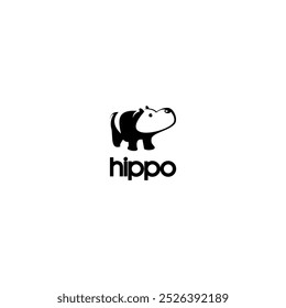 Silhueta de Hippo isolada sobre fundo branco Ilustração de vetor de hipo minimalista	