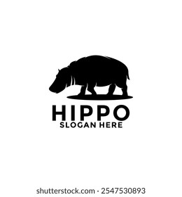 Hippo Silhueta logotipo design vetor, hipopótamo animal moderno logotipo design modelo