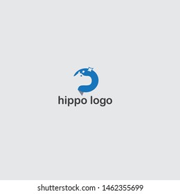 Hippo silhouette on chat icon logo design vector 