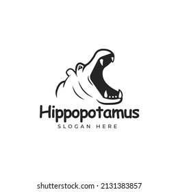 Hippo silhouette open mouth symbol design logo, tattoo design, symbol, hippopotamus vector illustration