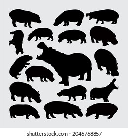 Hippo Silhouette. A set of hippo silhouettes