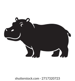 Vektorsymbol für die Hippo-Silhouette. Schwarzes Design mit Hippopotamus-Logo.