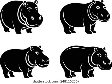 Hippo silhouette vector illustration icon