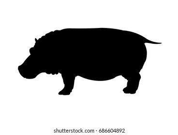 Hippo silhouette vector illustration isolated