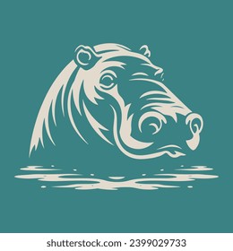 Hippo silhouette, hippo vector illustration, wild creature African animals, wildlife concept