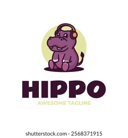 Hippo Simple Mascot logo Template