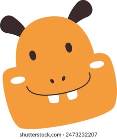 Hipopótamo Cara Sonriente Ilustración vectorial