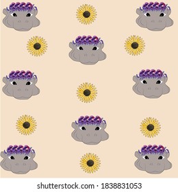 Hippo and sunflower sweet dream 