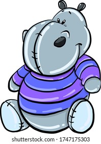 Hippo con suéter , ilustración, vector sobre fondo blanco