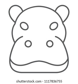 Hippo thin line icon, animal and zoo, hippopotamus et sign vector graphics, a linear pattern on a white background, eps 10.