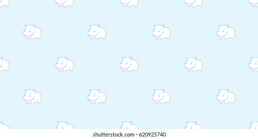 Hippo Tiny mini hippopotamus Seamless Pattern blue